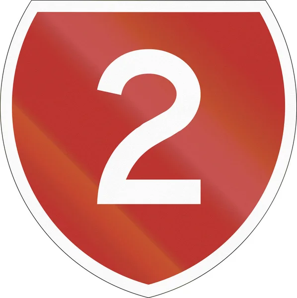 Escudo rodoviário estadual com número 2 na Nova Zelândia — Fotografia de Stock
