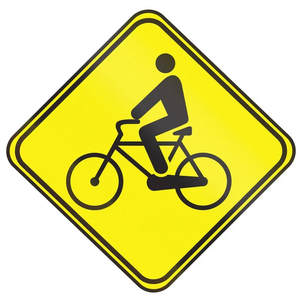 Verkeersbord gebruikt in Uruguay - overschrijding van de fiets — Stockfoto