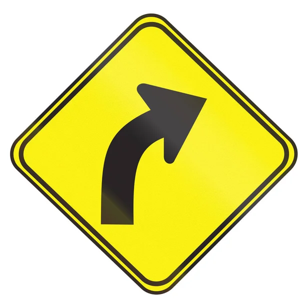 Znak drogowy używany w Urugwaj - krzywa od 15 do 90 stopni w prawo — Zdjęcie stockowe