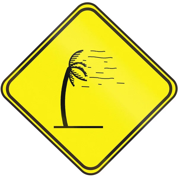 High winds warning sign used in Uruguay — Stock Photo, Image