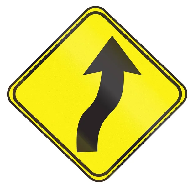 乌拉圭-反向曲线用小于 60 度，右边的道路标志 — 图库照片