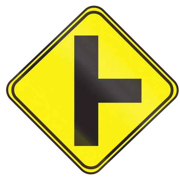 Road sign used in Uruguay - Side road junction uncontrolled on right — Stock Photo, Image