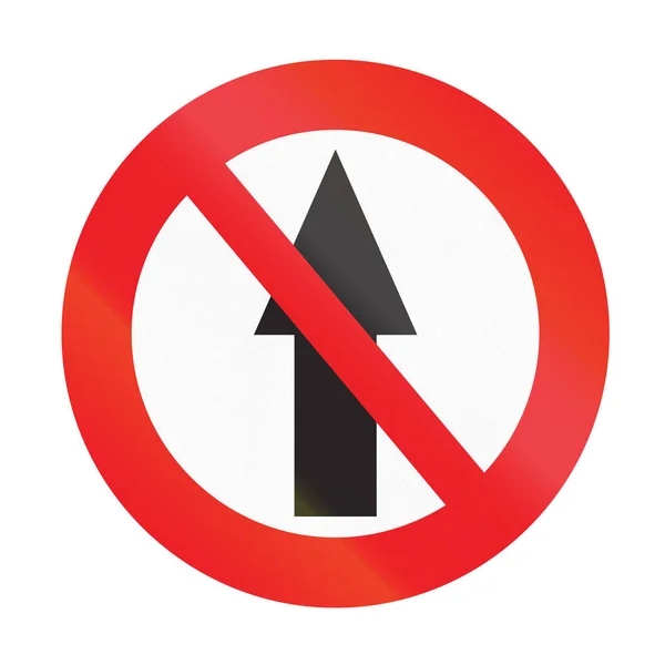 Road sign used in Uruguay - No Straight Through — Stock Photo, Image