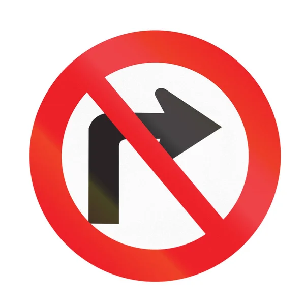 Дорожный знак используется в Уругвае - Нет правого поворота — стоковое фото