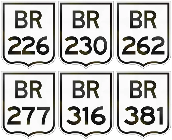 Коллекция дорожных щитов федеральных дорог Бразилии — стоковое фото