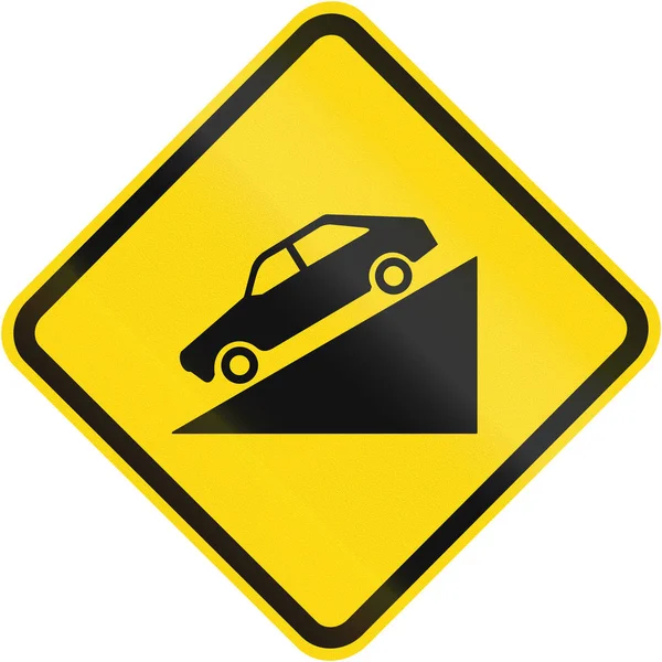 Steep descent warning road sign in Brazil — Stock Photo, Image