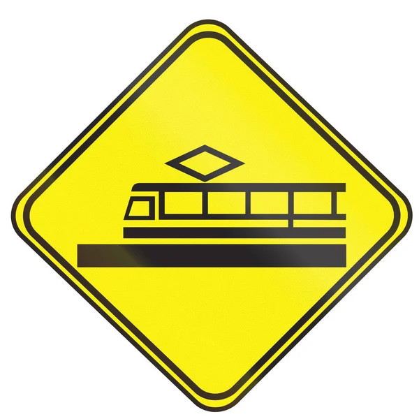 Tram warning sign used in the country of Uruguay — Stock Photo, Image