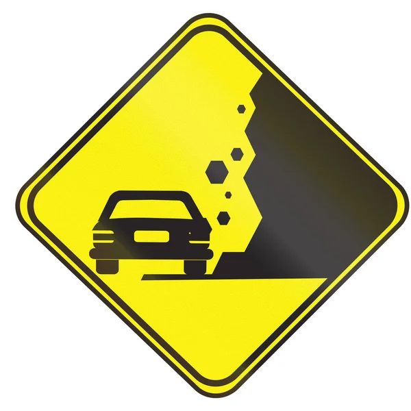 ウルグアイ - 岩の落下、道路標識 — ストック写真