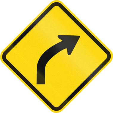 Brezilya - eğrisi sağa 15 ve 90 derece arasında kullanılan yol işareti