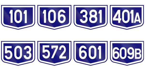 Collection of Road markers for County roads in Romania — Stock Photo, Image