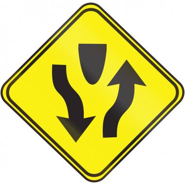 Uruguay'da kullanılan karayolu uyarı işareti bölünmüş