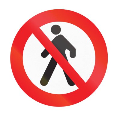 Road sign used in Uruguay - No pedestrians clipart