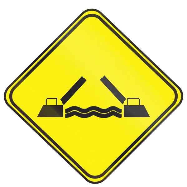 Otwarcie mostu ostrzeżenie znak używany w Urugwaju — Zdjęcie stockowe