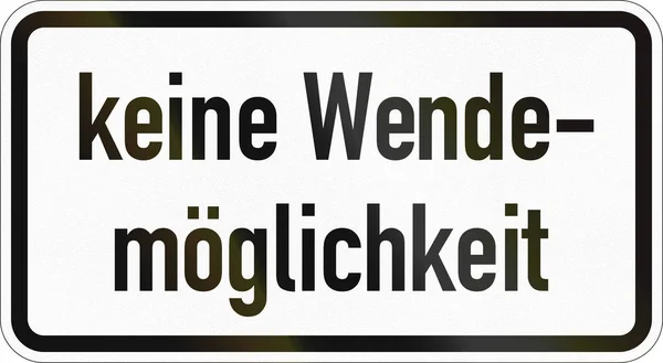Placa rodoviária suplementar alemã - Não é possível virar — Fotografia de Stock