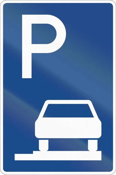 German road sign - Parking position at the sidewalk — Stock Photo, Image