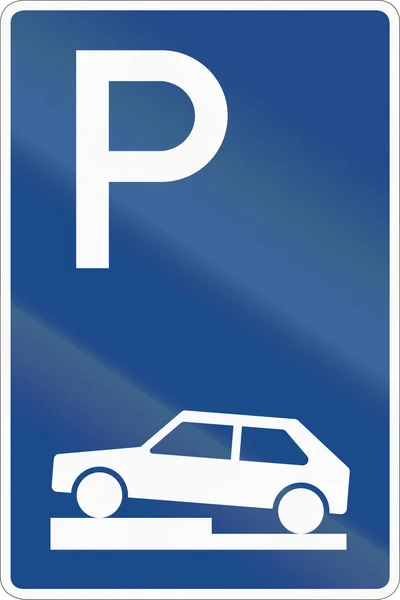 German road sign - Parking position at the sidewalk — Stock Photo, Image