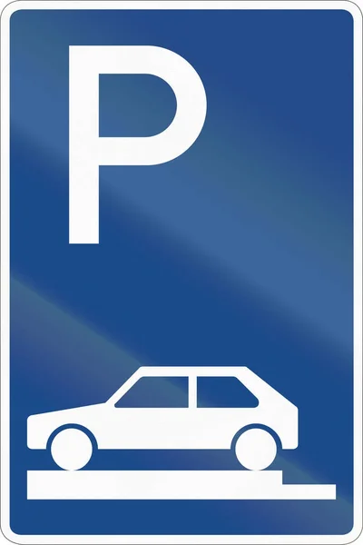 German road sign - Parking position at the sidewalk — Stock Photo, Image