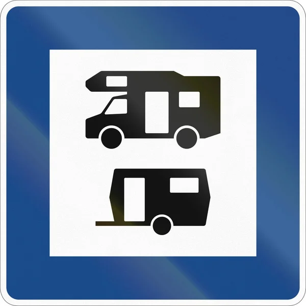 德国信息标志关于服务-大篷车和拖车站点 — 图库照片