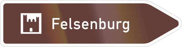 Немецкий дорожный знак о достопримечательности - Фельзенбург - Скальный замок — стоковое фото