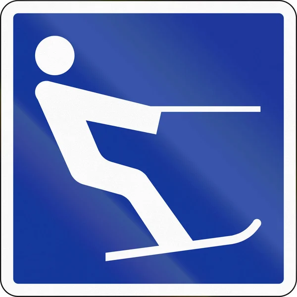 Německé vnitrozemské vodní znamení navigace - vodní lyžování je povolen — Stock fotografie