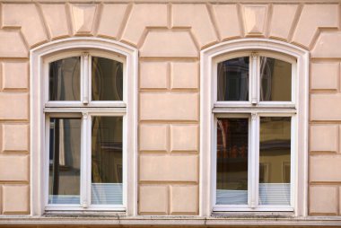 Süs eşyaları ve windows üzerinde bir tarihi 1886 evinden Greifswald, Almanya