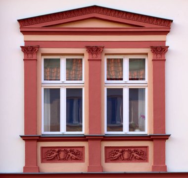 Süs eşyaları ve Greifswald, Almanya tarihi bir ev 1888 üzerinden üstünde pencere eşiği
