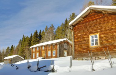 Hembygsgard (homestead) Glommerstraesk İsveç'te kış