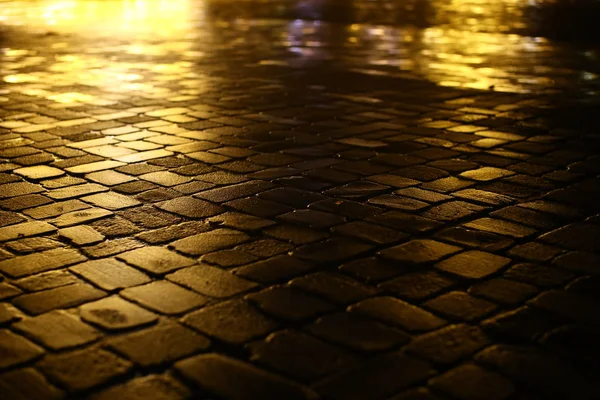 Pavimento Brilhante Luz Das Decorações Natal Cidade — Fotografia de Stock