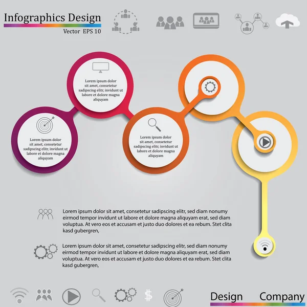 Modelo de design infográfico pode ser usado para layout de fluxo de trabalho, dia —  Vetores de Stock