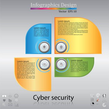 zaman çizelgesi infographics, siber güvenlik kavramı, simge seti