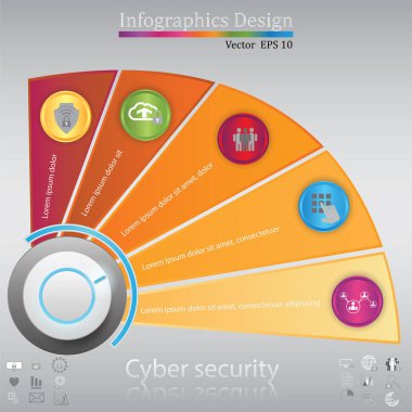 zaman çizelgesi infographics, siber güvenlik kavramı, simge seti