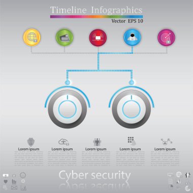 zaman çizelgesi infographics, siber güvenlik kavramı, simge seti