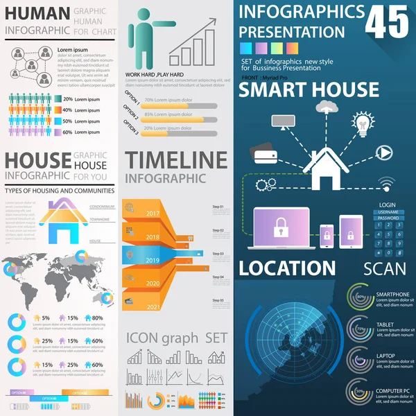 İş grafik veri öğesi şablonları kümeleri, grafik, grafik, zaman çizelgesi, infographics, degrade renk stili