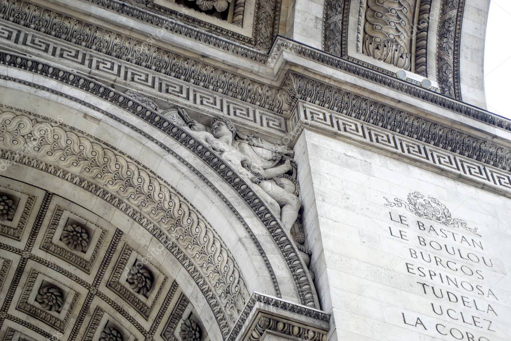 Arc de Triomphe in Paris. Decorative elements.