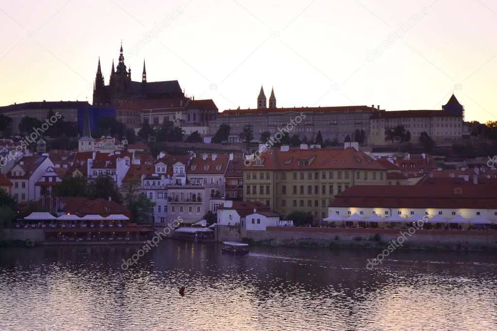 View of Vltava River and Prague Castle.