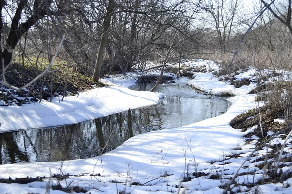 Spring River Freed Ice Melting Ice Warming Concept Spring — Stock Photo, Image
