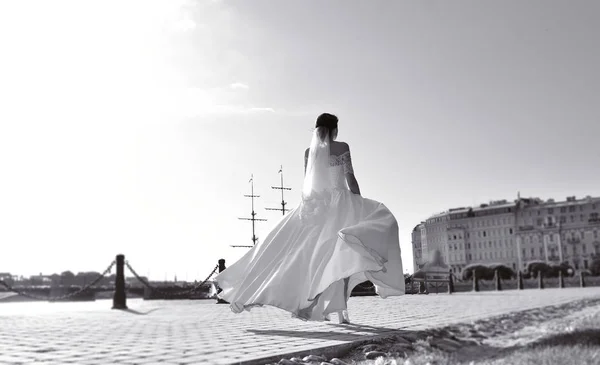 Sposa carina in abito da sposa — Foto Stock