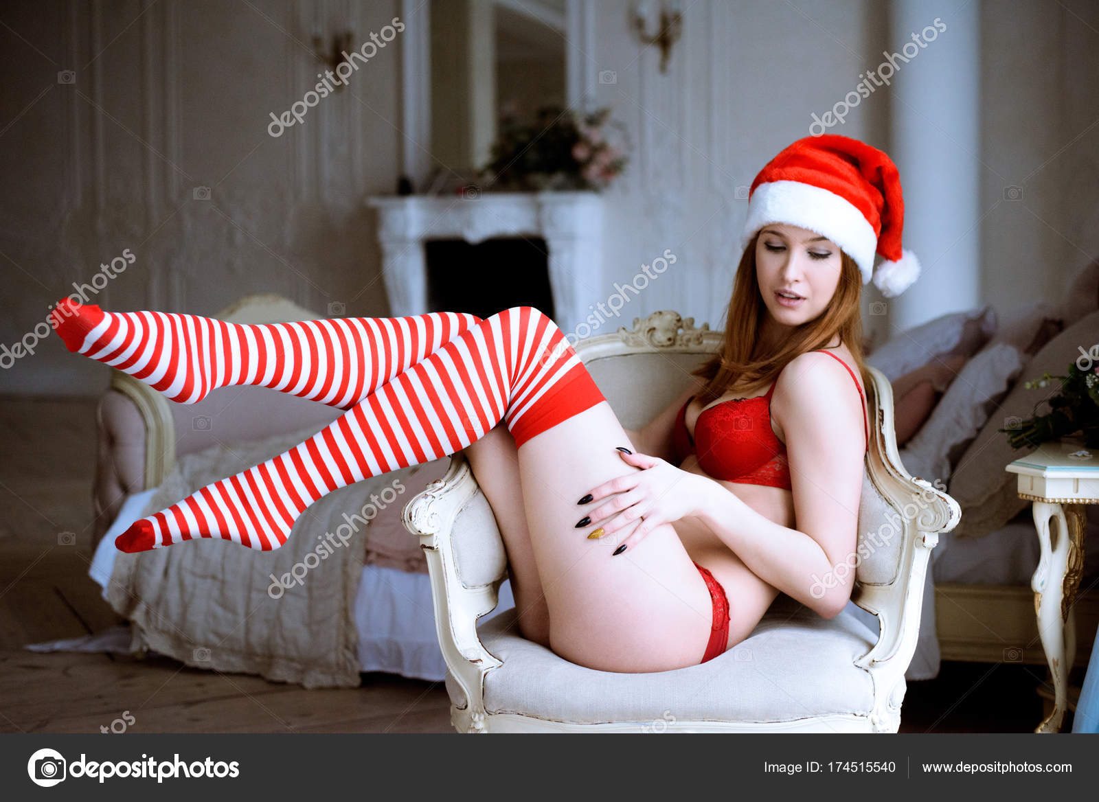 Sexy Blonde Lady Santa Suit