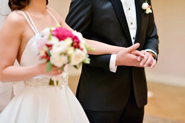 Wedding Couple Holding Hands Beauty Bride Groom Beautiful Model Girl — Stock Photo, Image