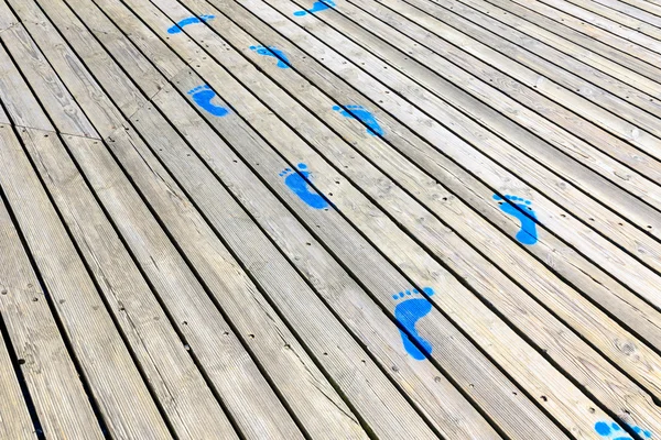 Blue Painted Footprints — Stock Photo, Image