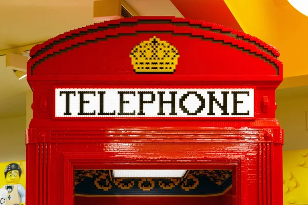 Red Telephone Box Built From LEGO Bricks — Stock Photo, Image