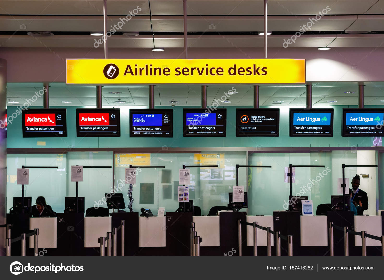 Airline Services Desks At Heathrow Airport Stock Editorial Photo
