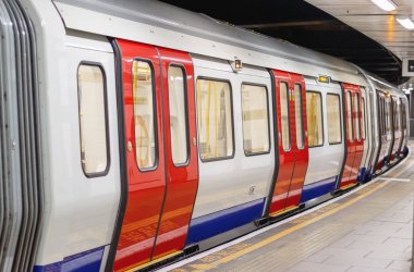 London underground train carriage waiting to depart clipart