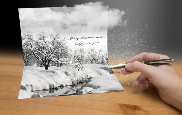 雪のクリスマス カード — ストック写真