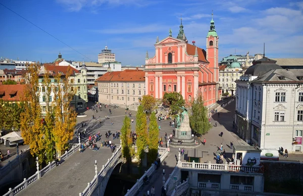 Vista Sobre Plaza Presern Centro Liubliana Eslovenia — Foto de Stock