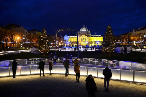 Zagreb Croatia December 2017 Christmas Decorated Town Zagreb Advent Holidays — Stock Photo, Image