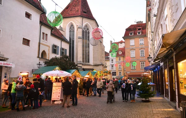 Graz Austria Diciembre 2017 Ciudad Graz Decorada Con Navidad Durante — Foto de Stock