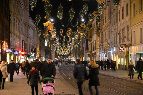 Graz Austria December 2017 Christmas Decorated Town Graz Advent Holidays — Stock Photo, Image