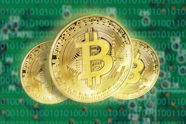 Bitcoins kavramı ile arkadaki elektrik devresi