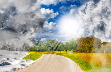 Dört mevsim manzarası - bir yıl döngü